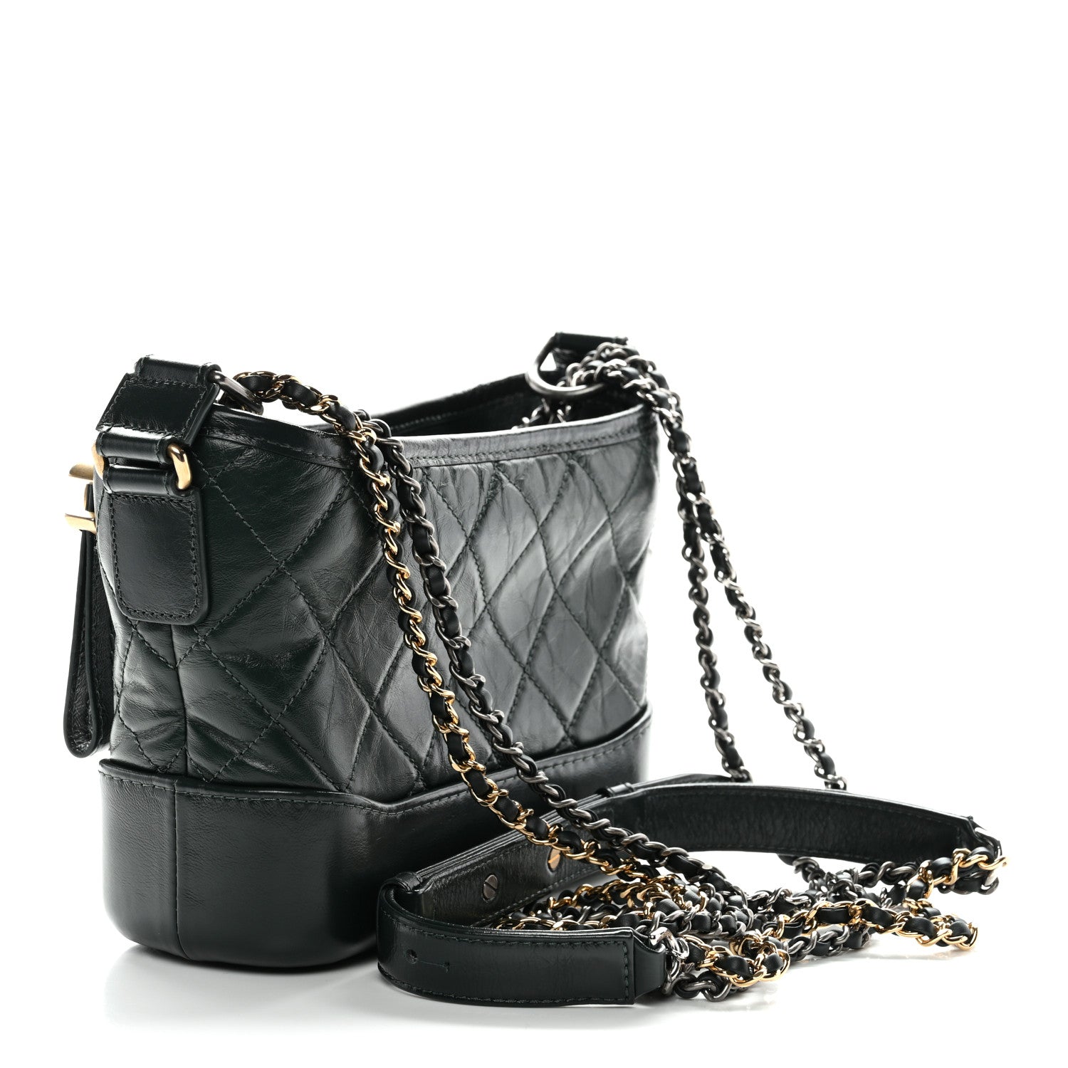 Chanel Aged Calfskin Quilted Small Gabrielle Hobo Dark Green 3 of 13