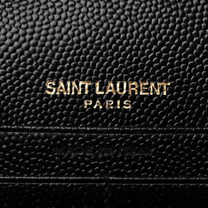 Saint Laurent Grain De Poudre Matelasse Chevron Monogram Chain Wallet Black 7 of 12