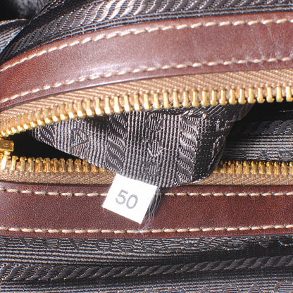 Prada Jacquard Logo Frame Tote Brown 7 of 7