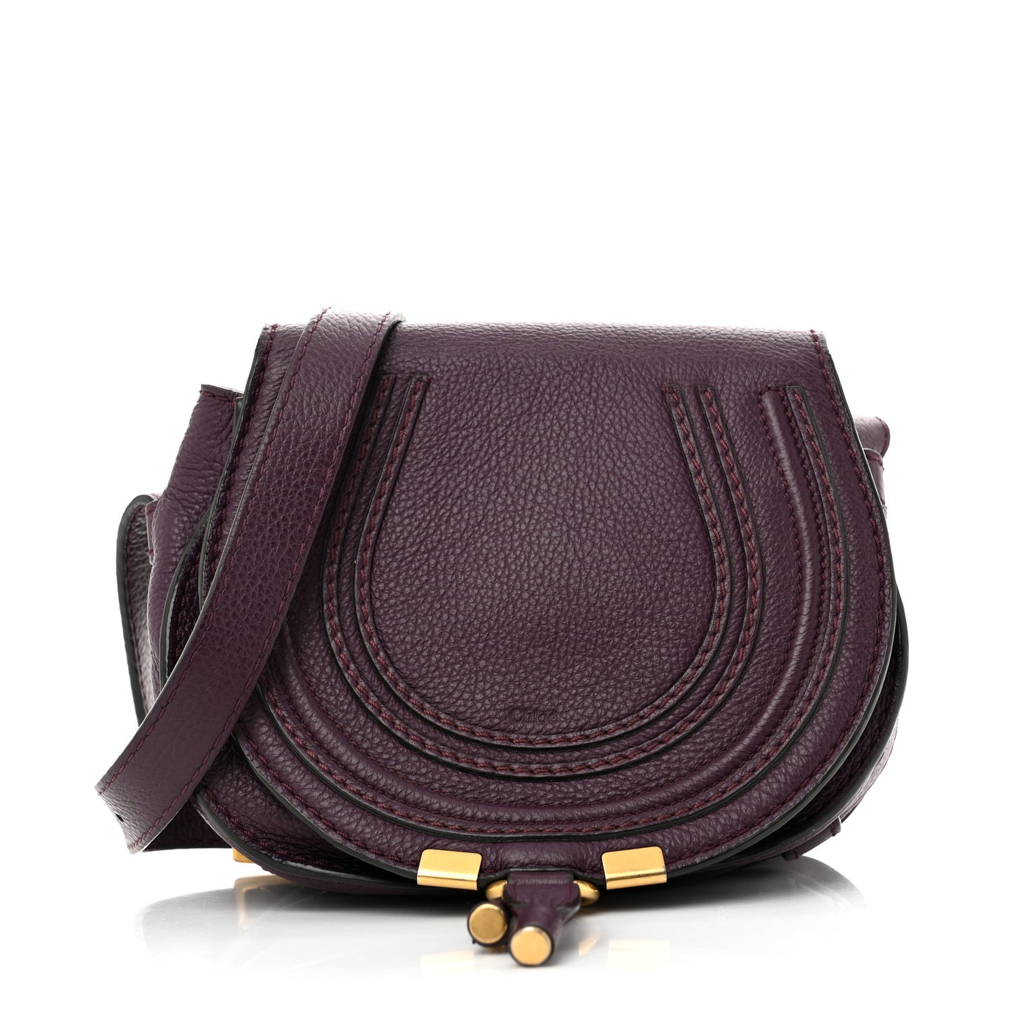 Calfskin Mini Marcie Round Crossbody Bag Dark Velvet