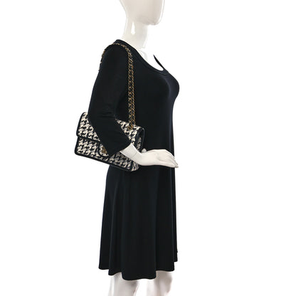 Chanel Metallic Lambskin Viscose Woven Flap Silver Black 2 of 9