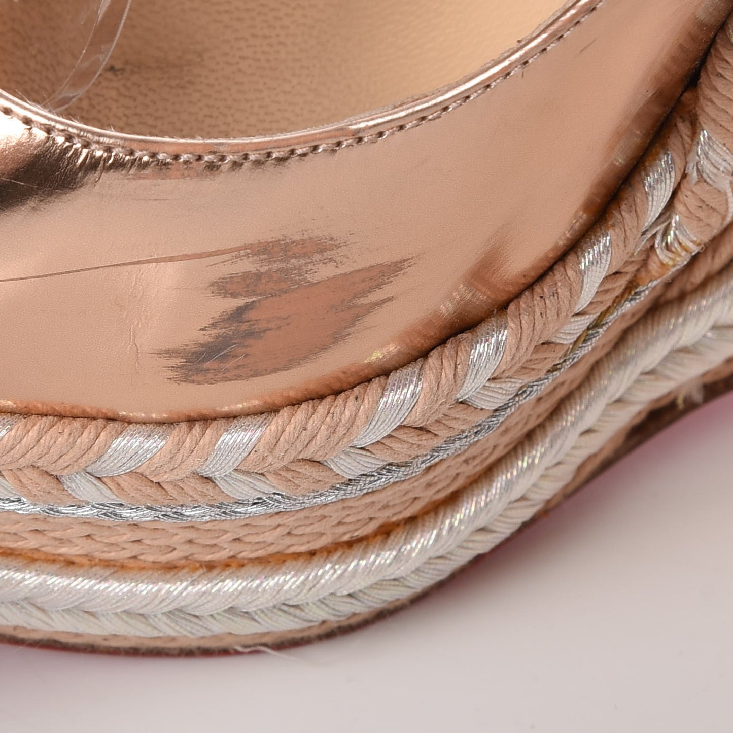 Specchio Calfskin Tresse Santa Maria 140 Wedges 37.5 Nude