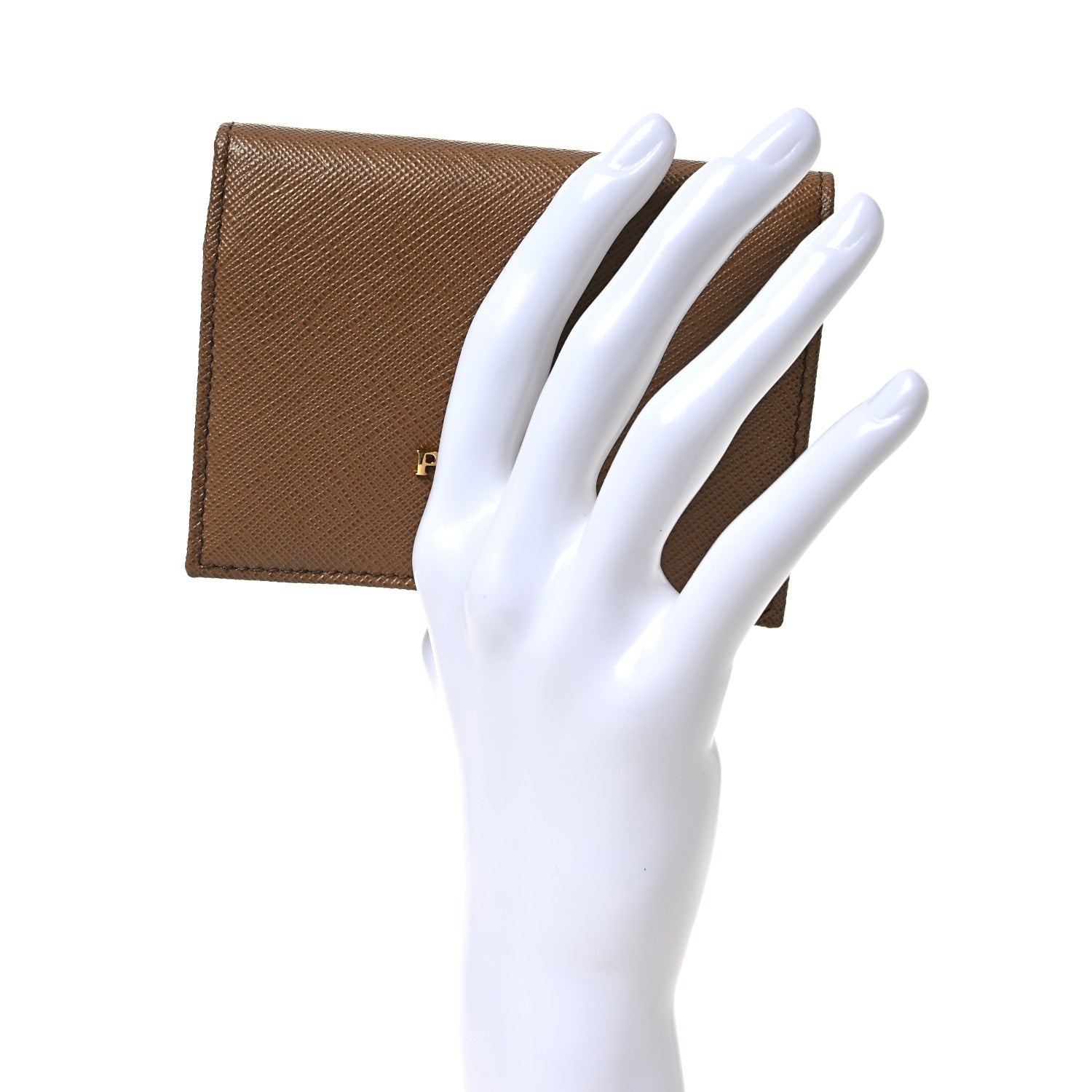Prada Saffiano Metal Bi-Fold Wallet Caramel 2 of 10