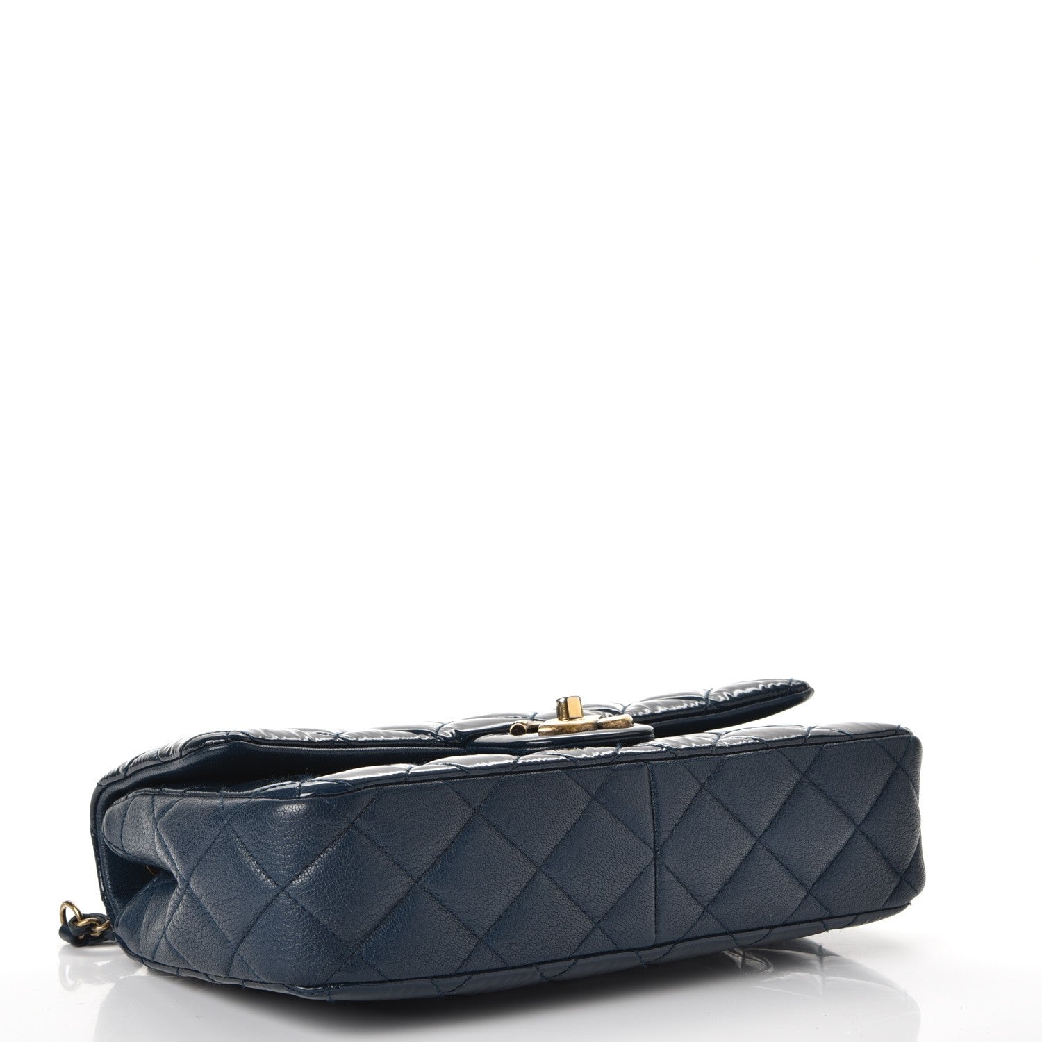 Chanel Patent Goatskin Quilted Medium CC Eyelet Flap Blue 4 of 12