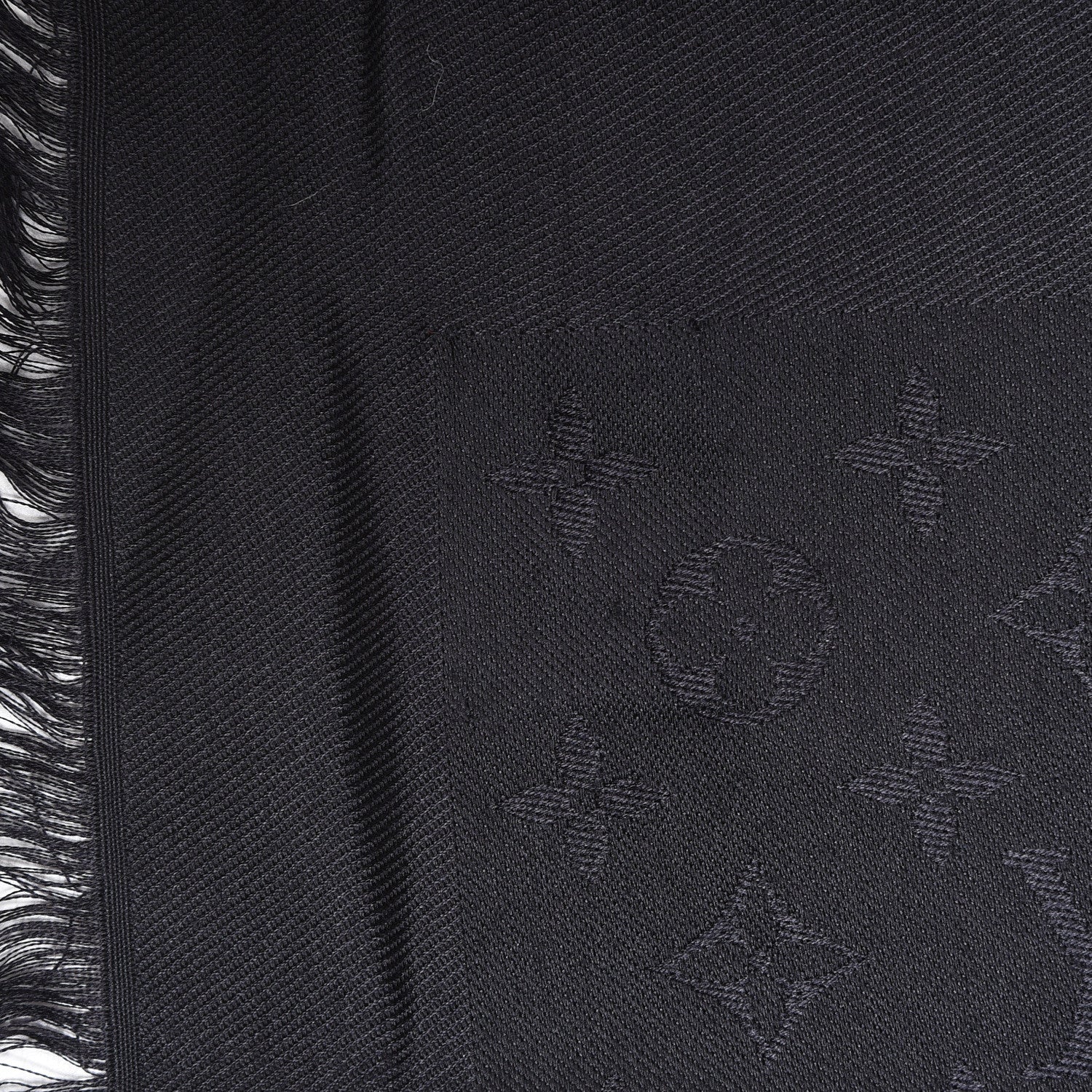 Louis Vuitton Wool Silk Monogram Shawl Black 4 of 4