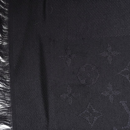 Louis Vuitton Wool Silk Monogram Shawl Black 4 of 4