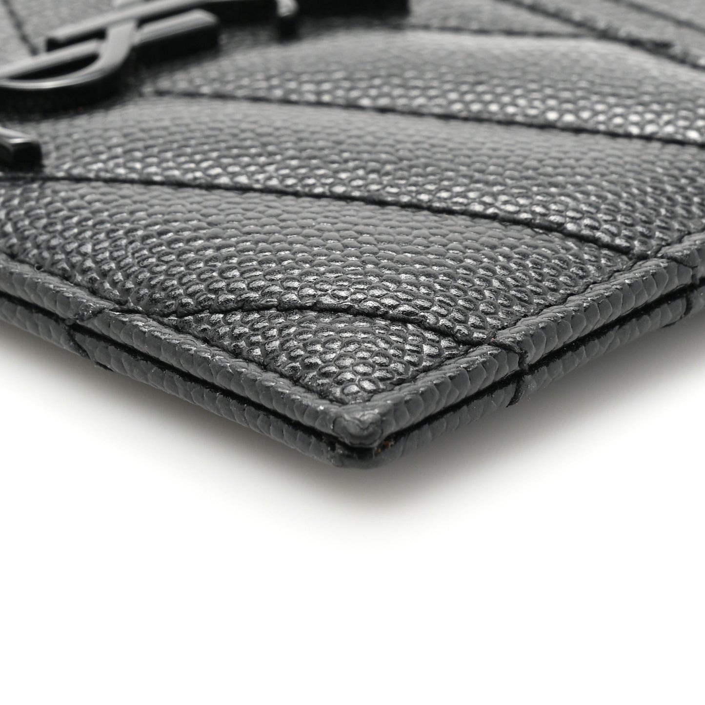 Grain De Poudre Matelasse Chevron Monochrome Monogram Credit Card Case Black