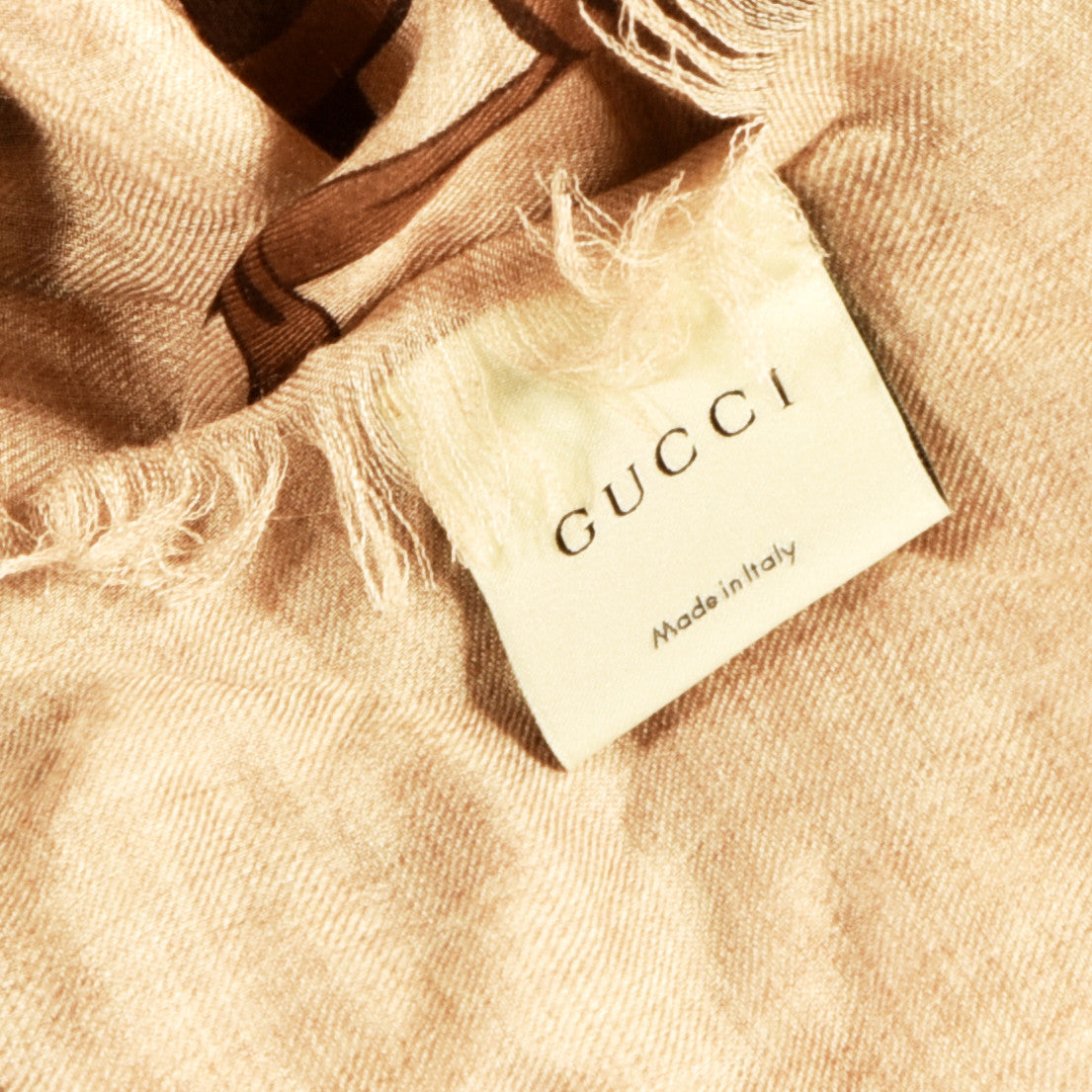 Gucci Modal Wool Hildash Square Shawl Beige Dark Brown 3 of 4