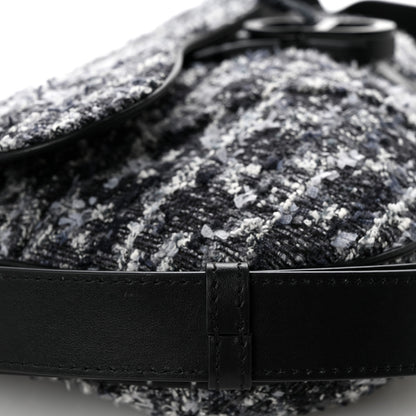 Christian Dior Tweed Saddle Bag Black Silver 13 of 15