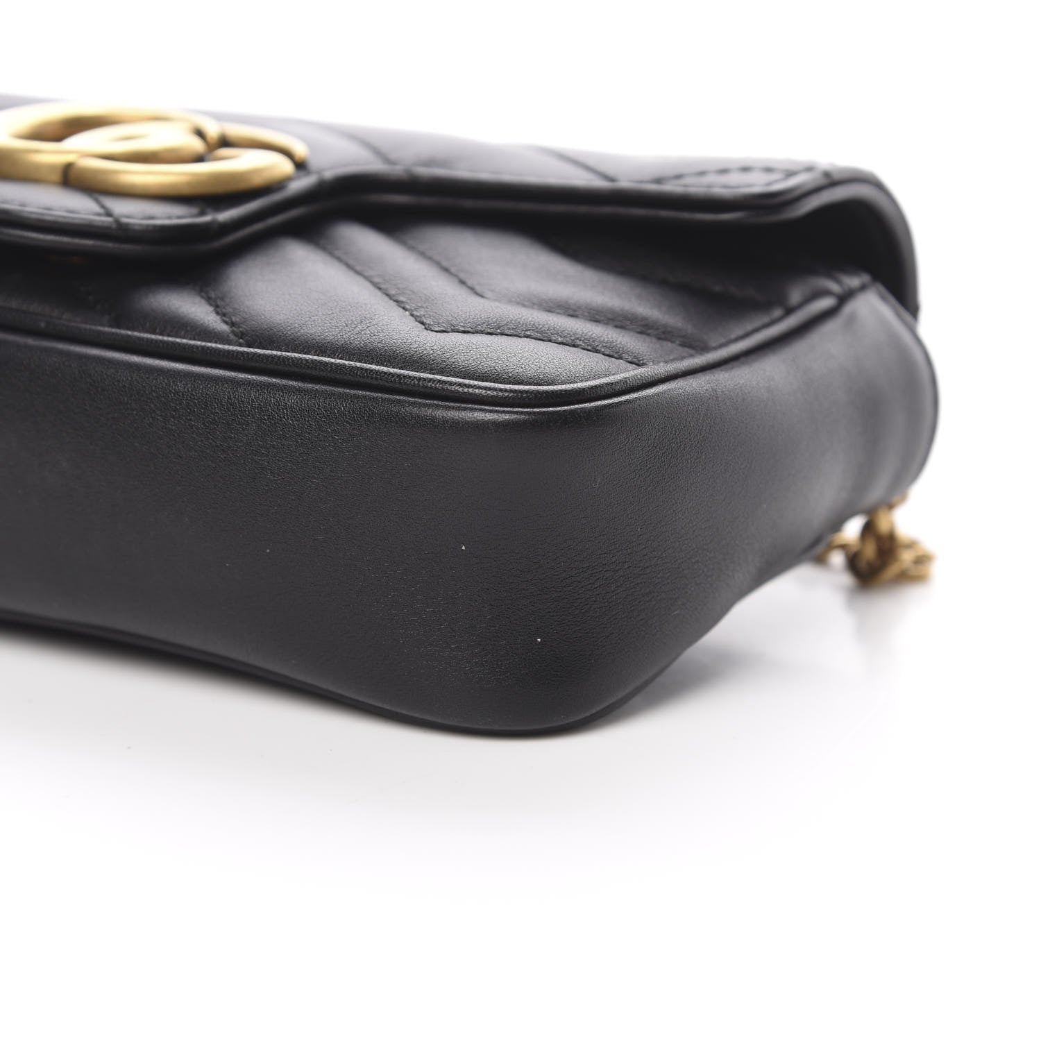 Gucci Calfskin Matelasse Super Mini GG Marmont Shoulder Bag Black 10 of 10