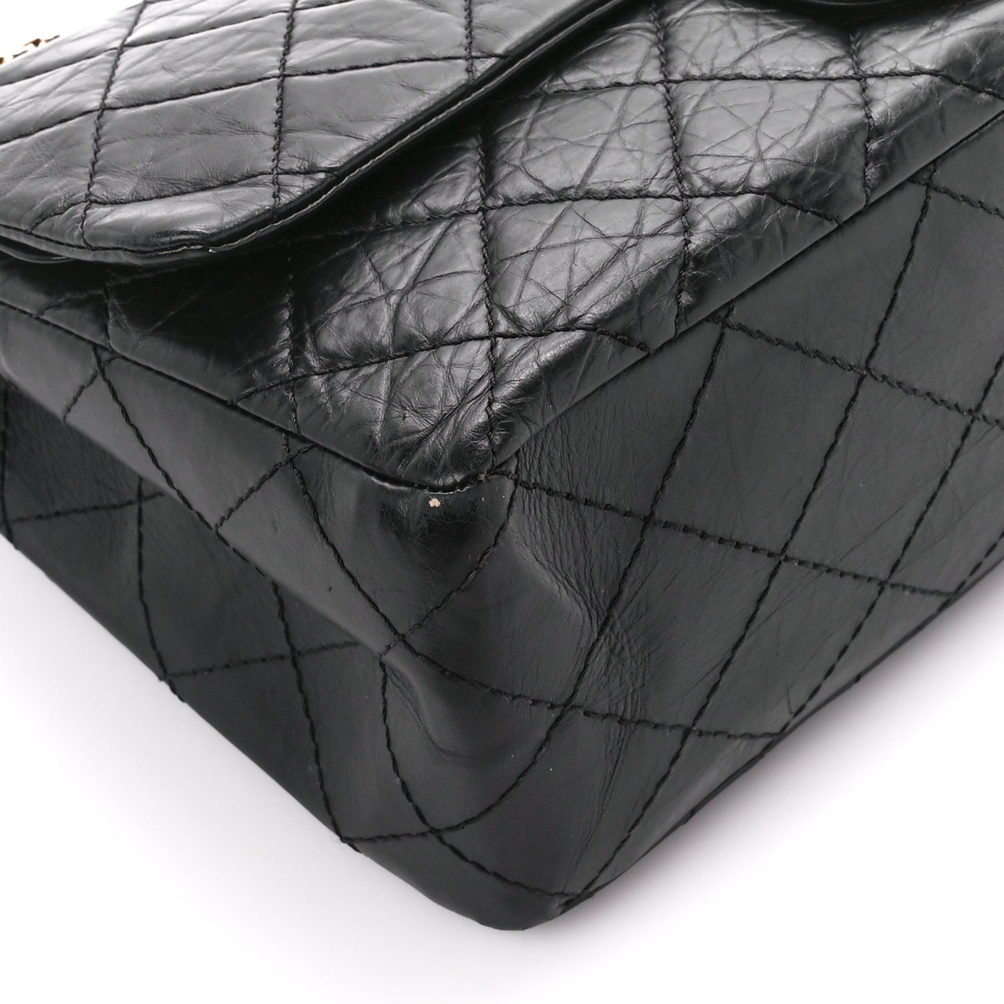 Aged Calfskin Quilted 2.55 Reissue 227 Flap Black