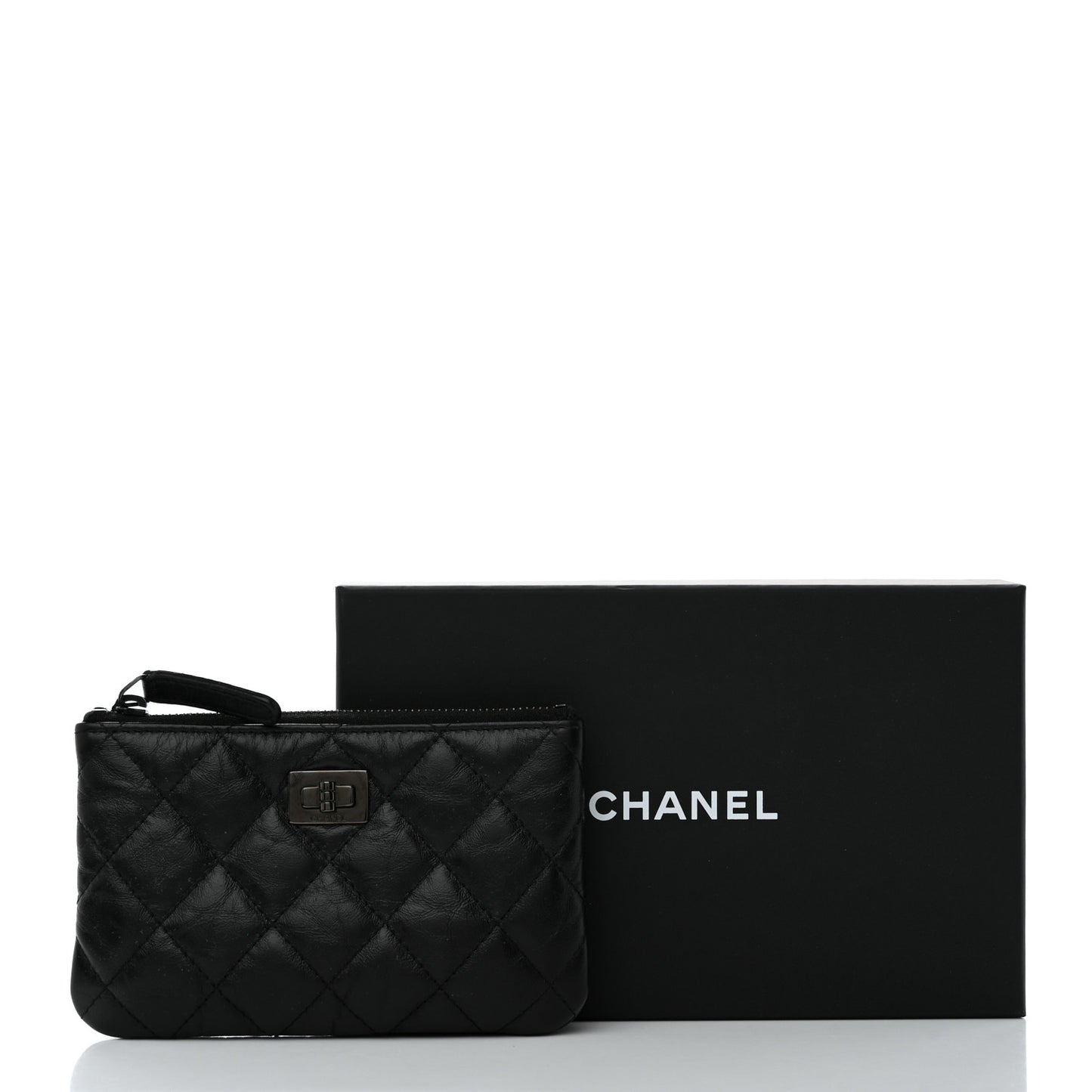 Aged Calfskin Quilted Small Reissue Cosmetic Case So Black