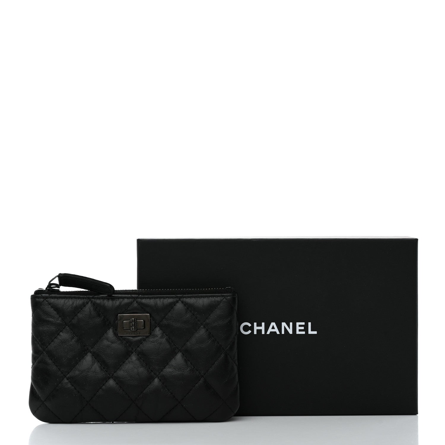 Chanel Aged Calfskin Quilted Small Reissue Cosmetic Case So Black 8 of 9