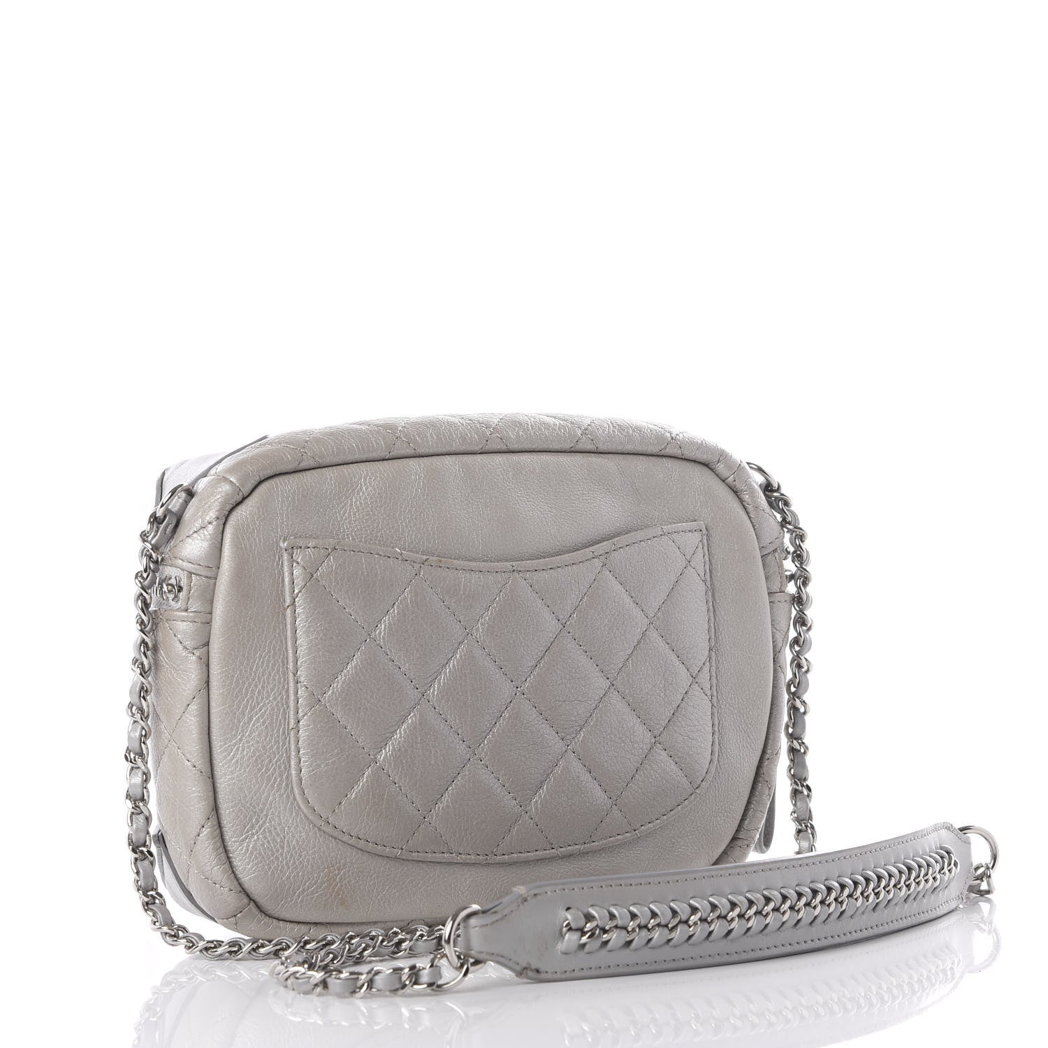 Chanel Metallic Calfskin Camera Case Silver 2 of 10