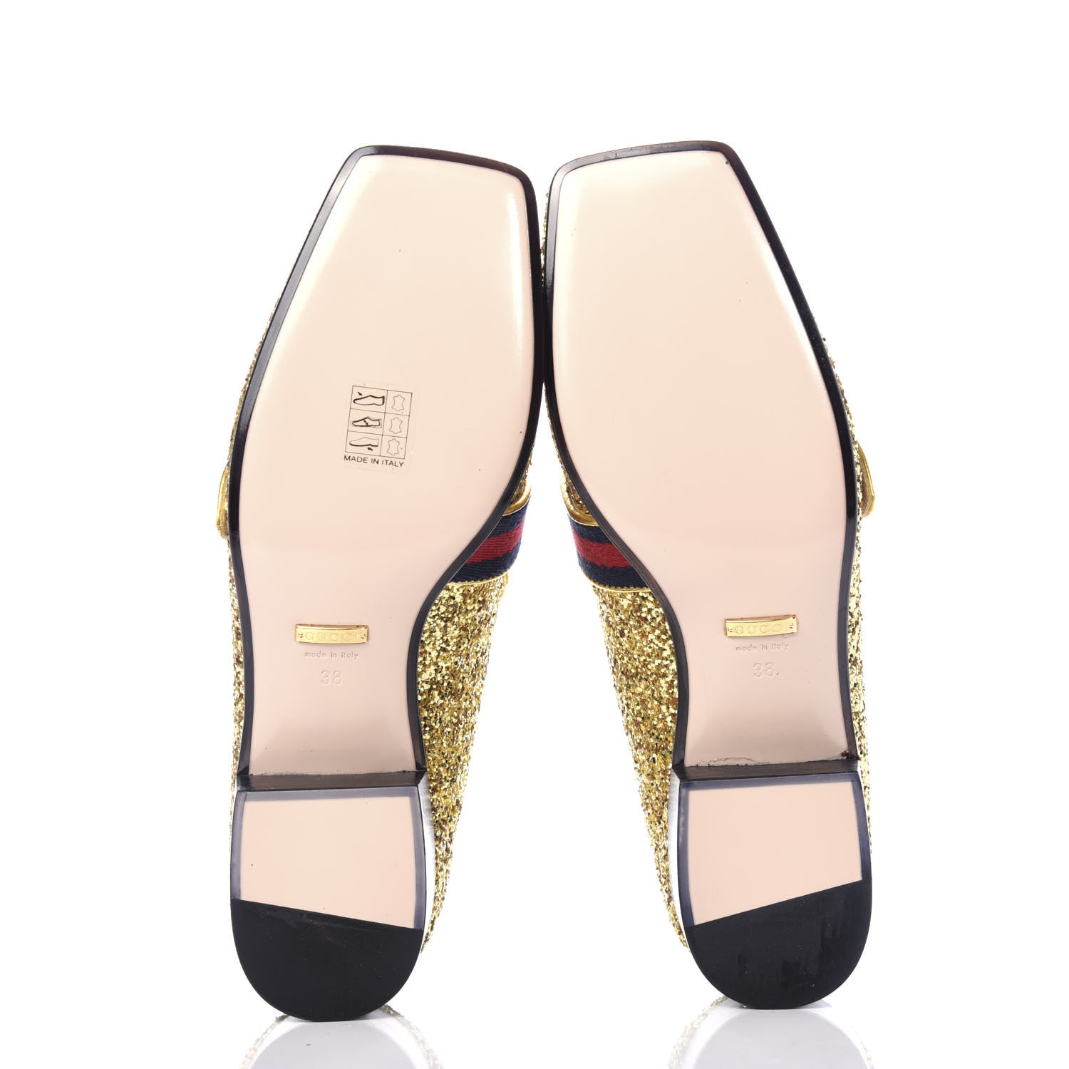 Gucci Glitter Web Peyton Loafers 38 Gold 6 of 11