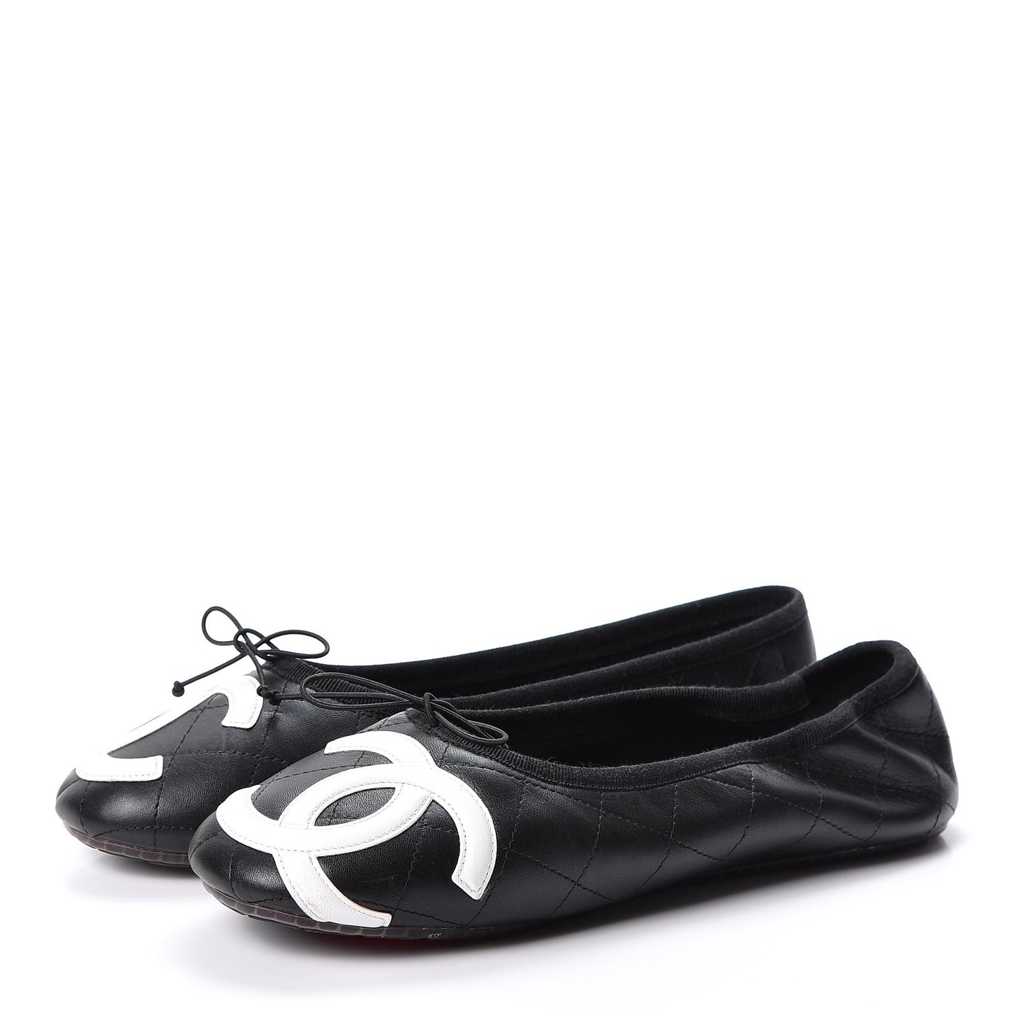 Lambskin Quilted Cambon Ballerina Flats 42 Black