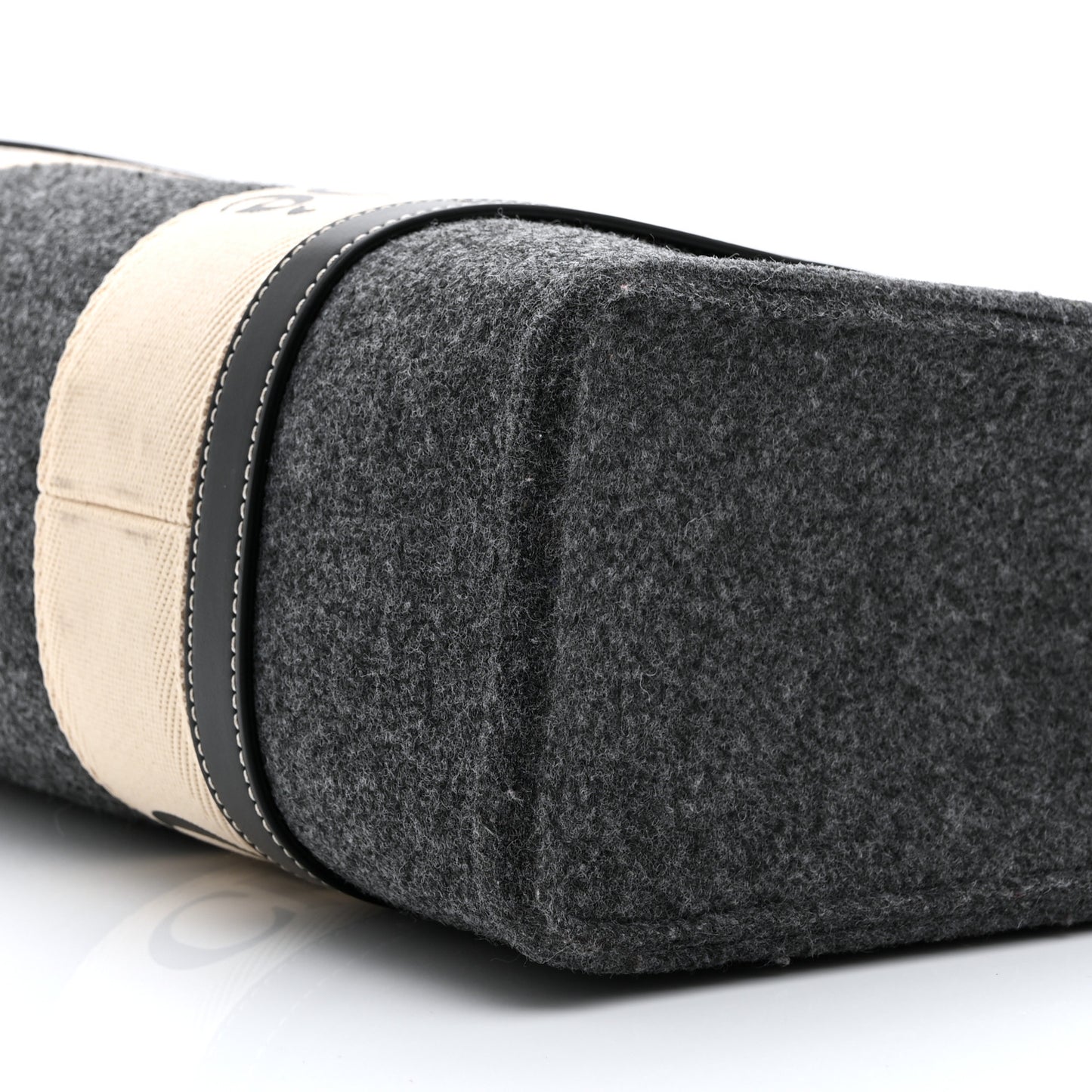 Felt Shiny Calfskin Medium Woody Ribbon Tote Cashmere Gray