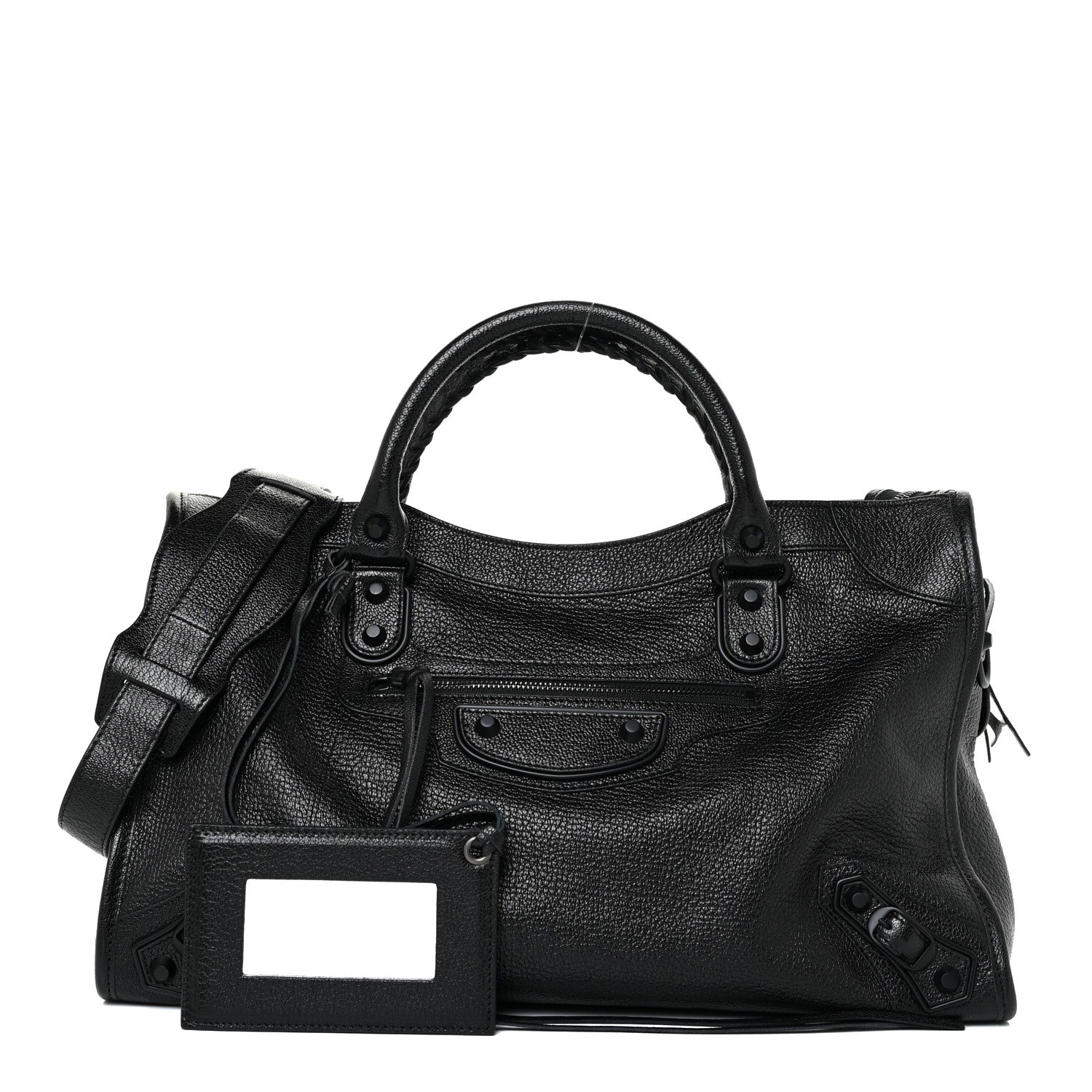 Balenciaga Shiny Grained Goatskin Black Metallic Edge City Black 3 of 10