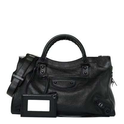 Balenciaga Shiny Grained Goatskin Black Metallic Edge City Black 3 of 10