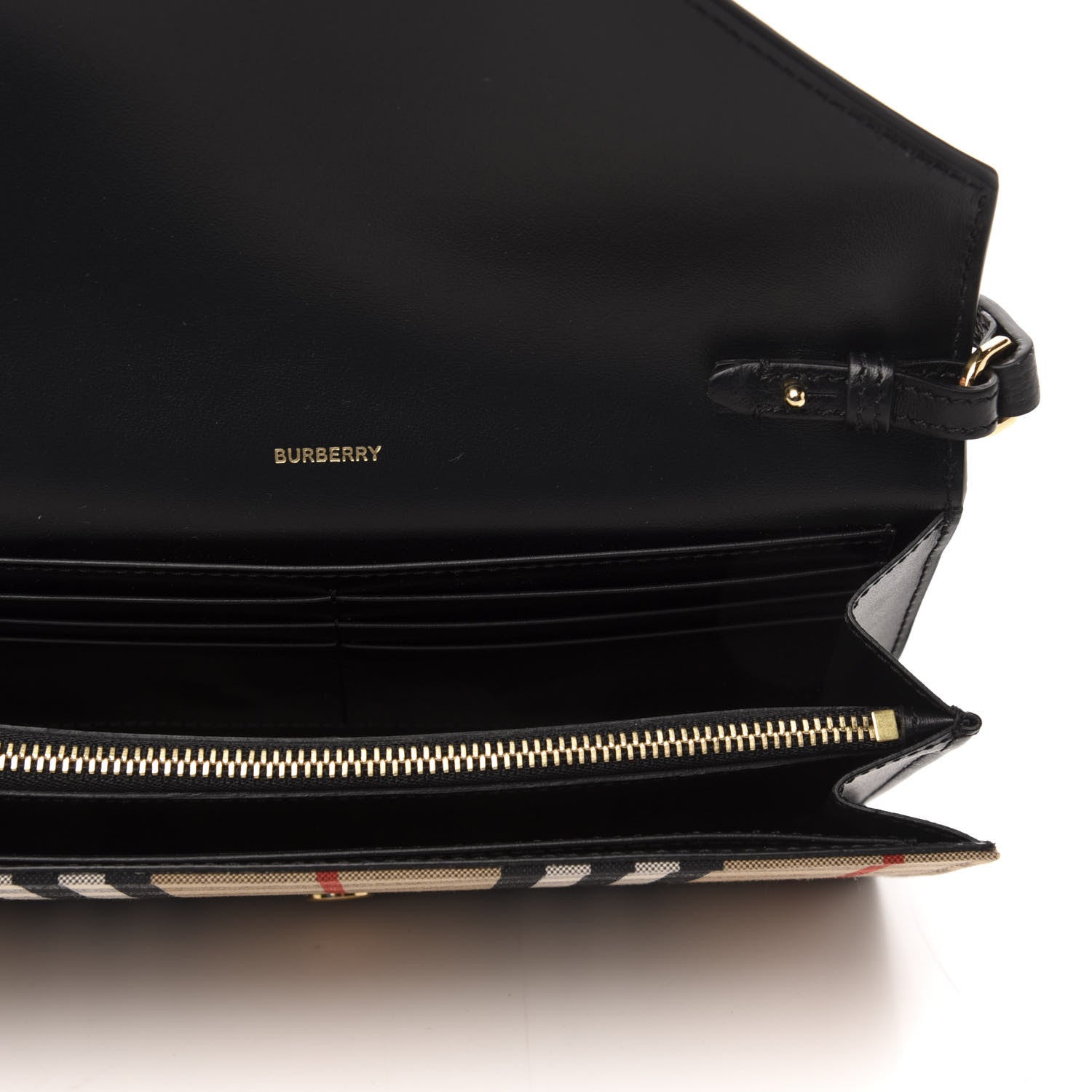 Burberry Grainy Calfskin Vintage Check Wallet With Detachable Strap Black 7 of 8