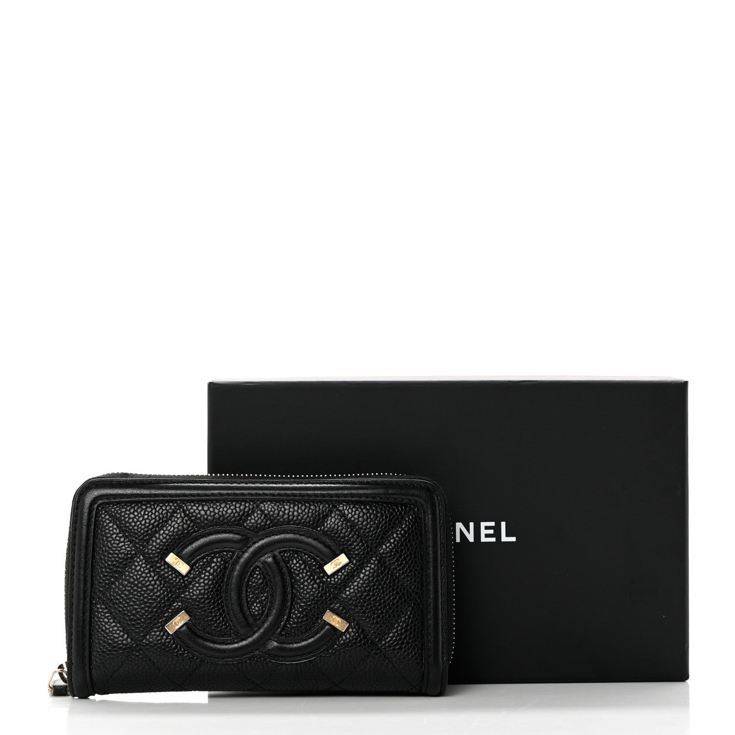 Chanel Caviar Quilted Medium Filigree Zip Around Wallet Black 11 of 11
