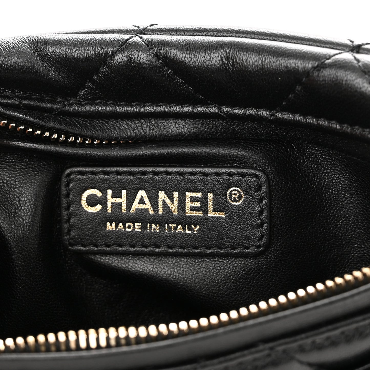 Lambskin Quilted Waist Belt Bag Black