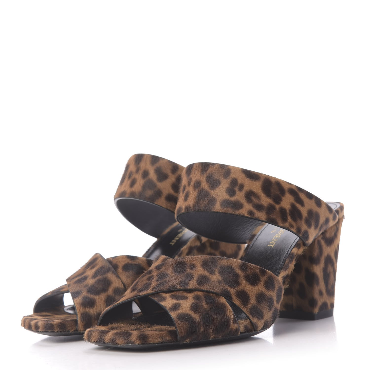 Saint Laurent Ponyhair Leopard Print Oak 75 Ankle Strap Sandals 36.5 Brown 3 of 10