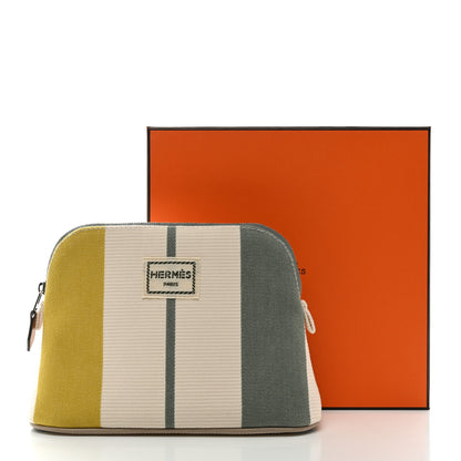 Hermes Cotton Stripe Bolide Rayures Rocabar Travel Cosmetic Pouch Absinthe 7 of 7