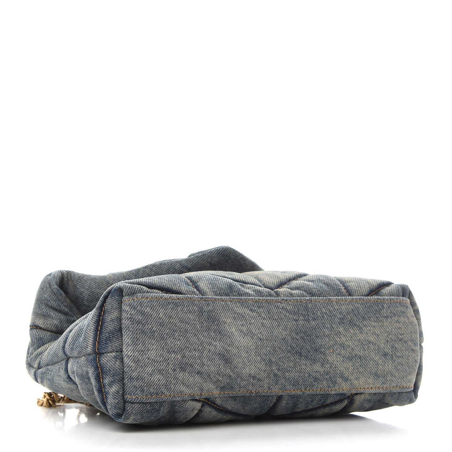 ; SAINT LAURENT Denim Quilted Toy Loulou Puffer Monogram Chain Satchel Rodeo Blue