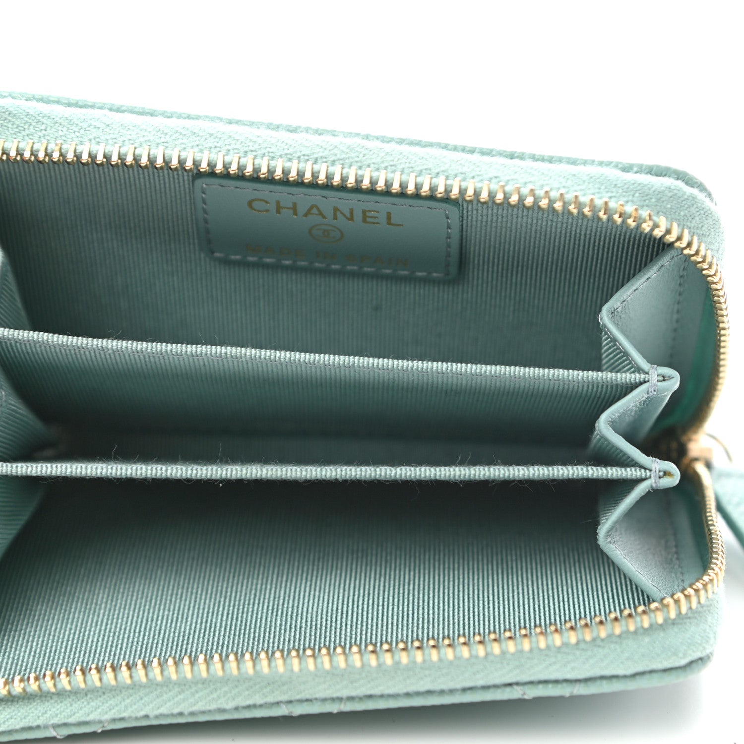 Chanel Caviar Quilted Zip Coin Purse Light Blue 5 of 8
