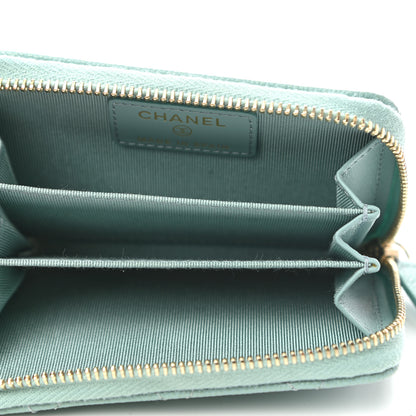 Chanel Caviar Quilted Zip Coin Purse Light Blue 5 of 8