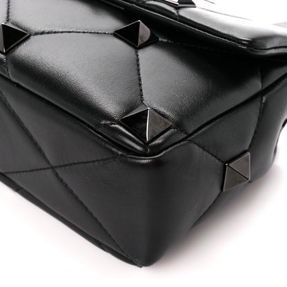 Valentino Garavani Nappa Monochrome Medium Roman Stud Shoulder Bag Black 10 of 10