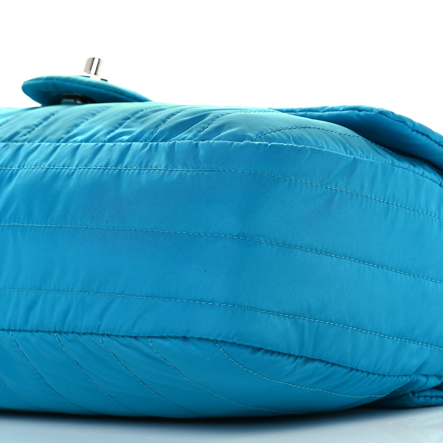 Chanel Nylon Vertical Quilted Jumbo Flap Turquoise 6 of 13
