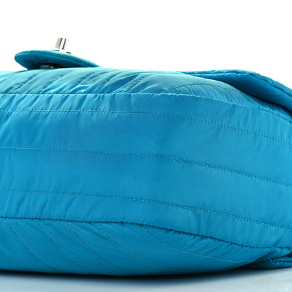 Chanel Nylon Vertical Quilted Jumbo Flap Turquoise 6 of 13