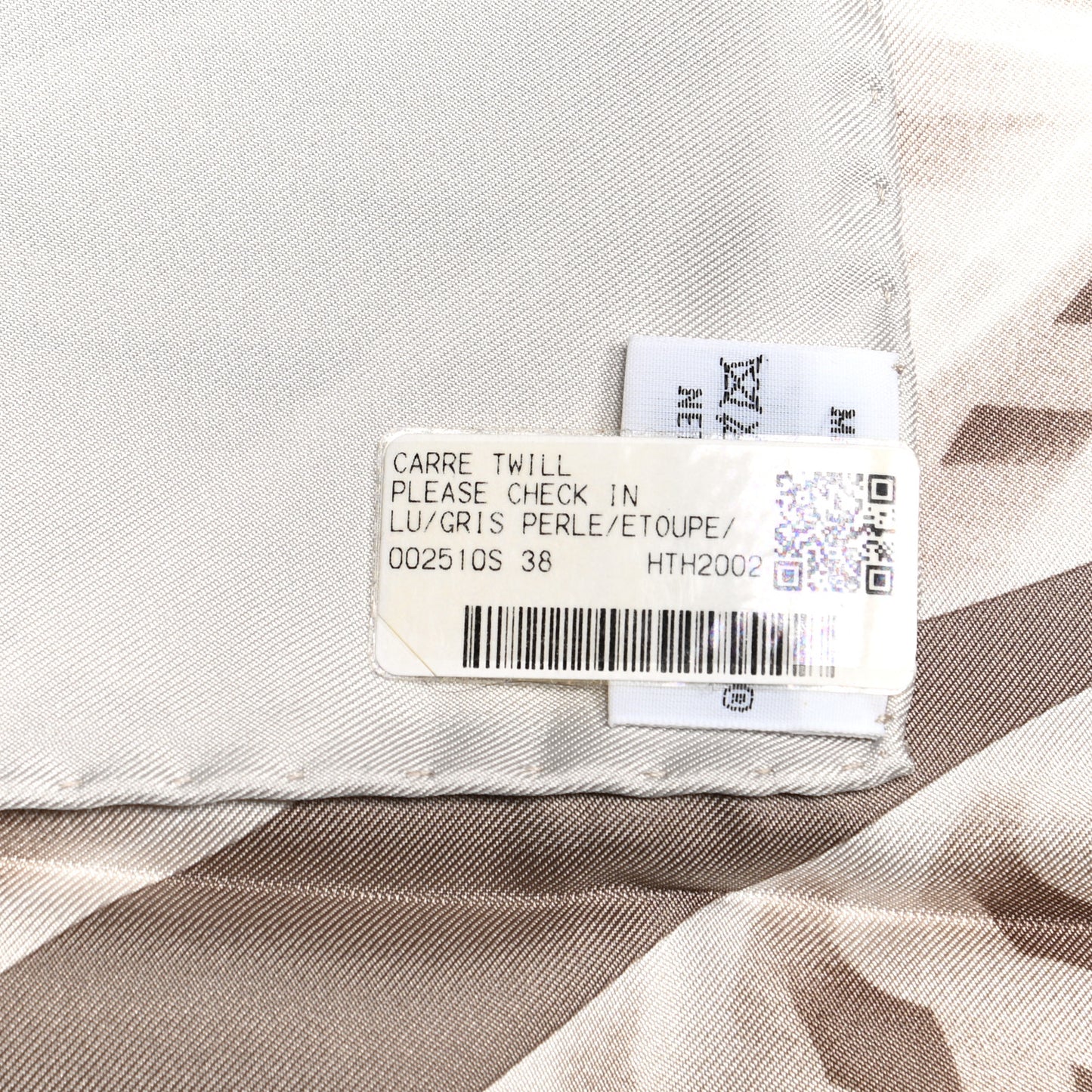 Silk Please Check In Scarf 90 Gris Perle Etoupe