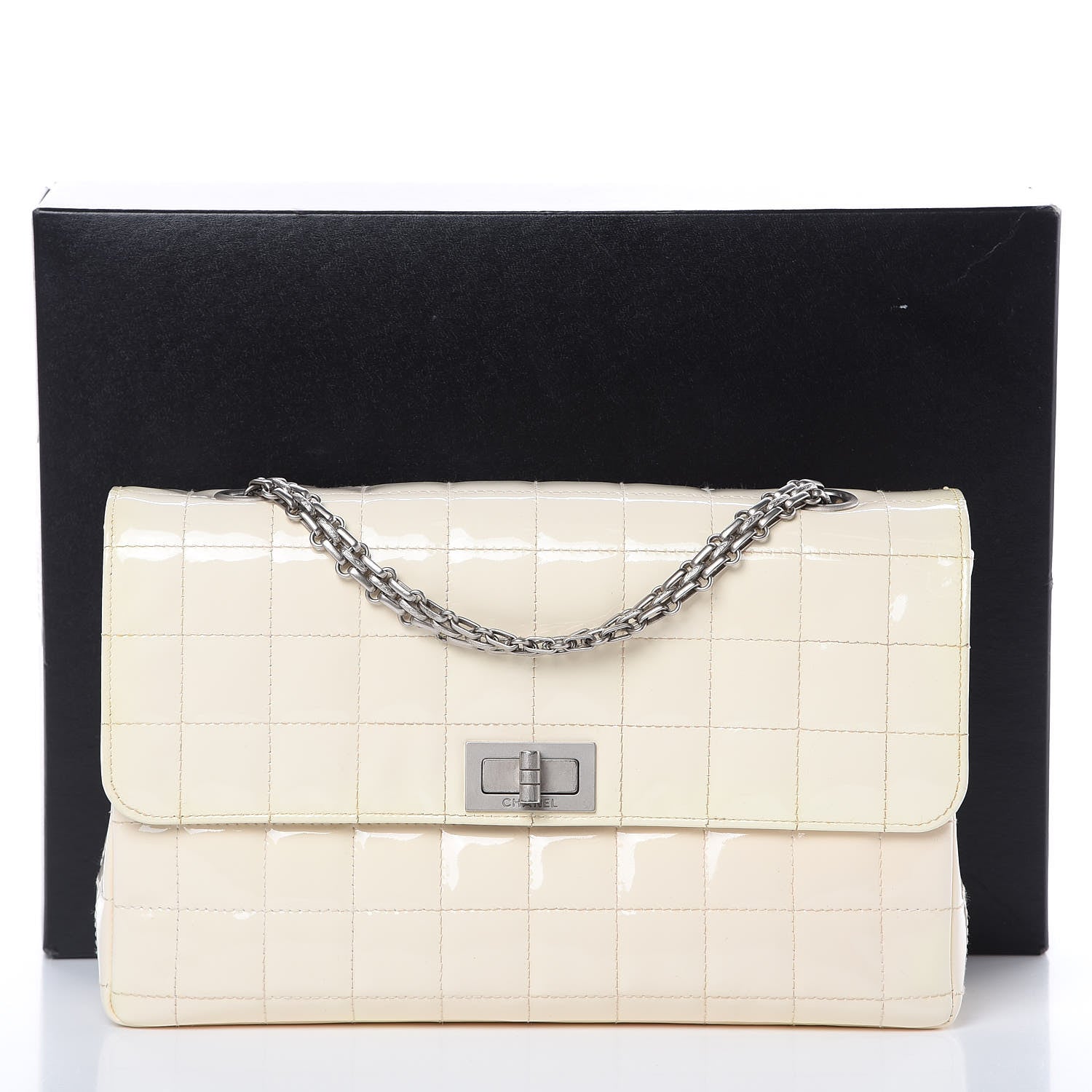 Chanel Patent Chocolate Bar Reissue Single Flap White 12 of 12