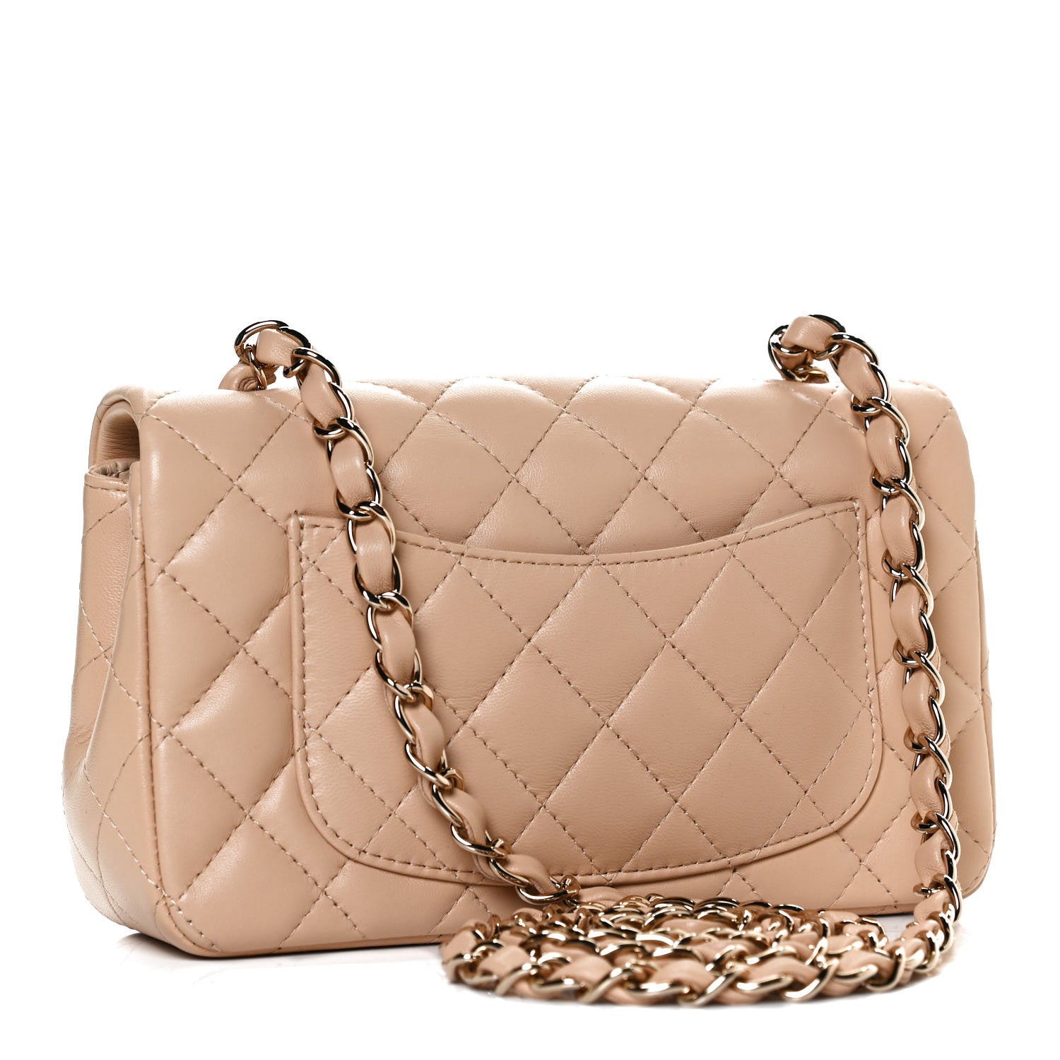Chanel Lambskin Quilted Mini Rectangular Flap Beige 3 of 14