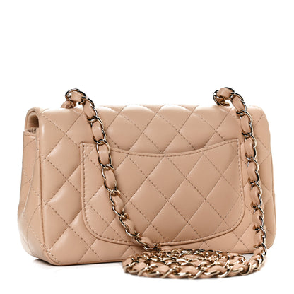 Chanel Lambskin Quilted Mini Rectangular Flap Beige 3 of 14