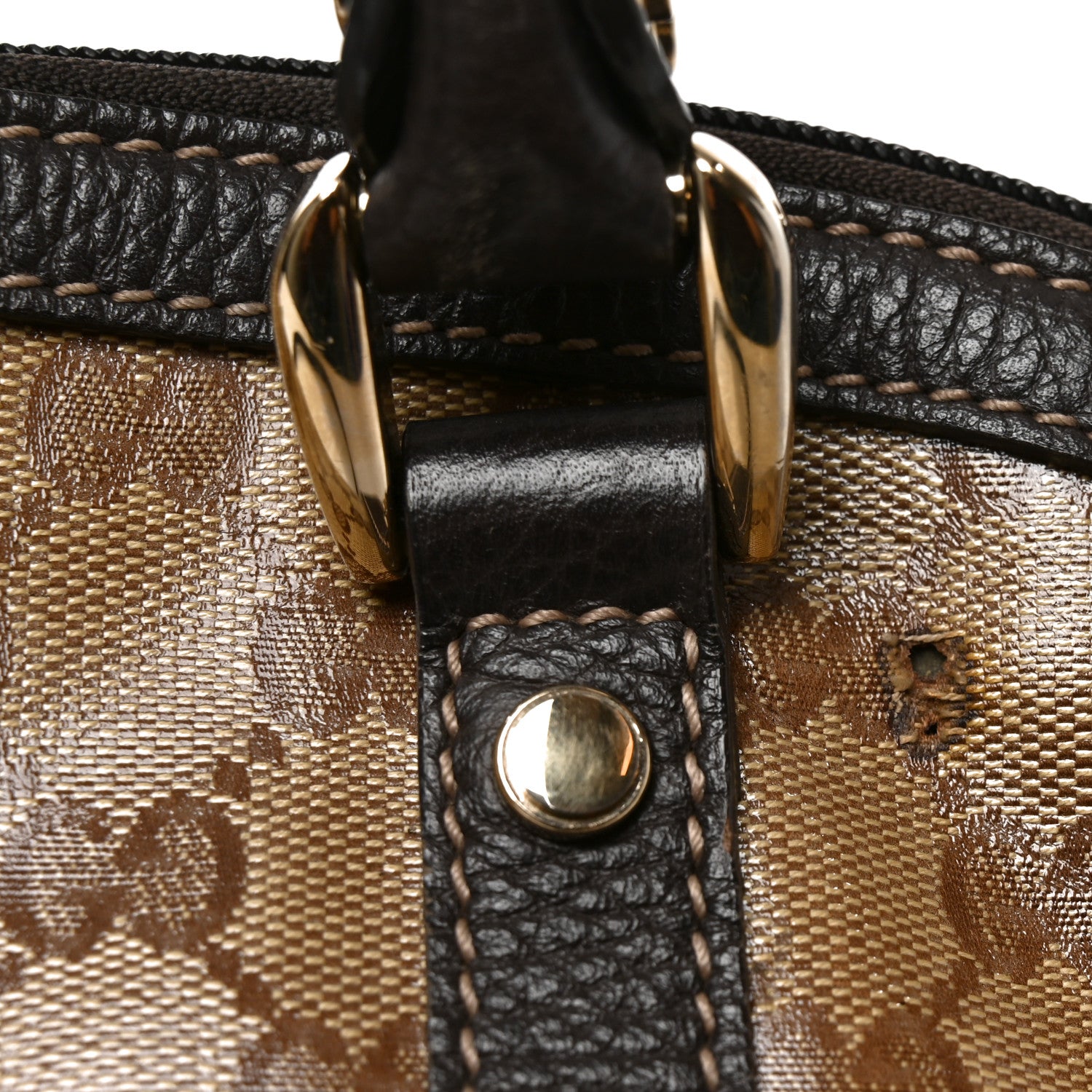 Gucci Crystal Monogram Large GG Charm Dome Satchel Dark Brown 11 of 11