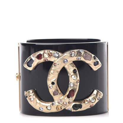 Chanel Resin Crystal CC Cuff Black 1 of 6