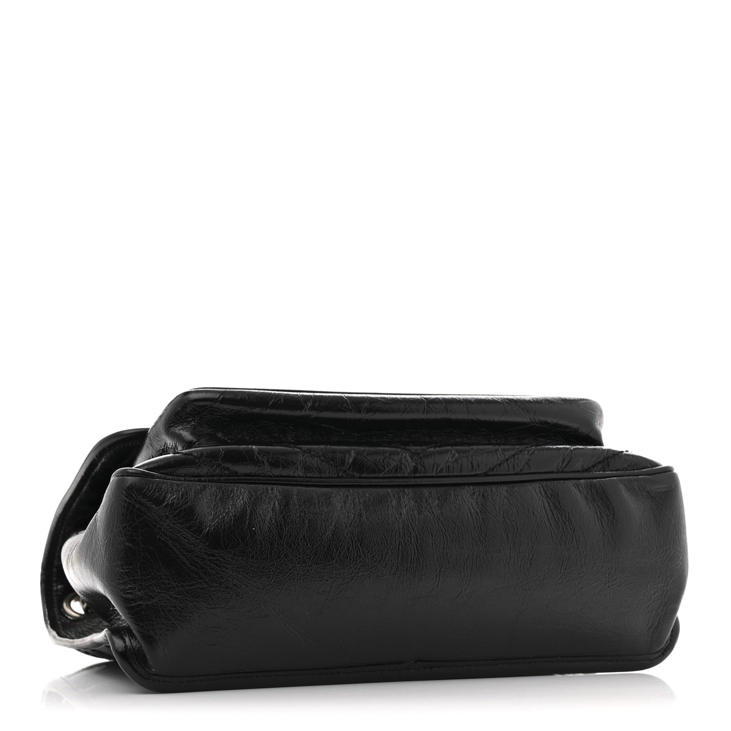 Crinkled Calfskin Matelasse Monogram Medium Niki Chain Satchel Black