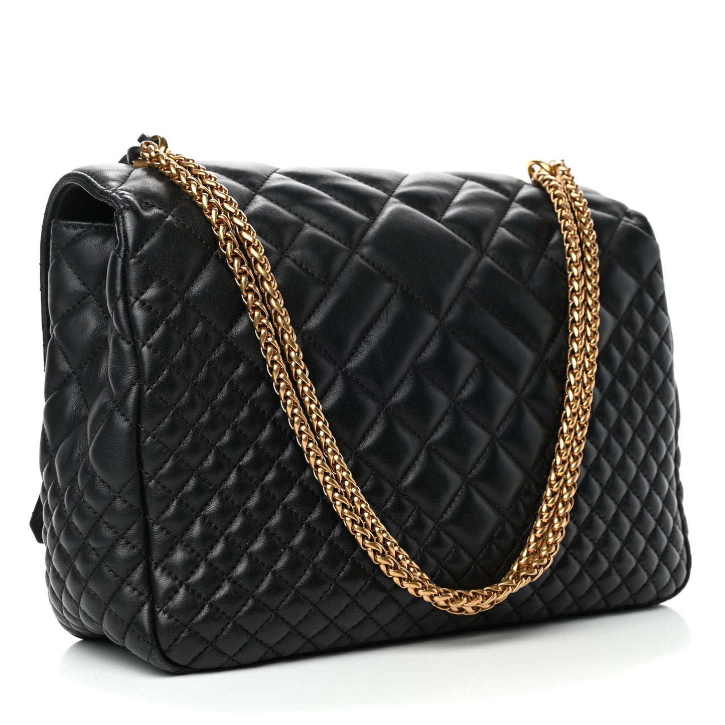 Nappa Quilted Icon Shoulder Bag Black