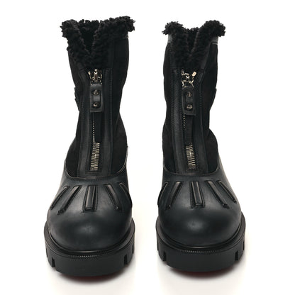 Christian Louboutin Kid Calfskin Suede Rubber Shearling Glory Duck Flat Boot 37 Black 2 of 9