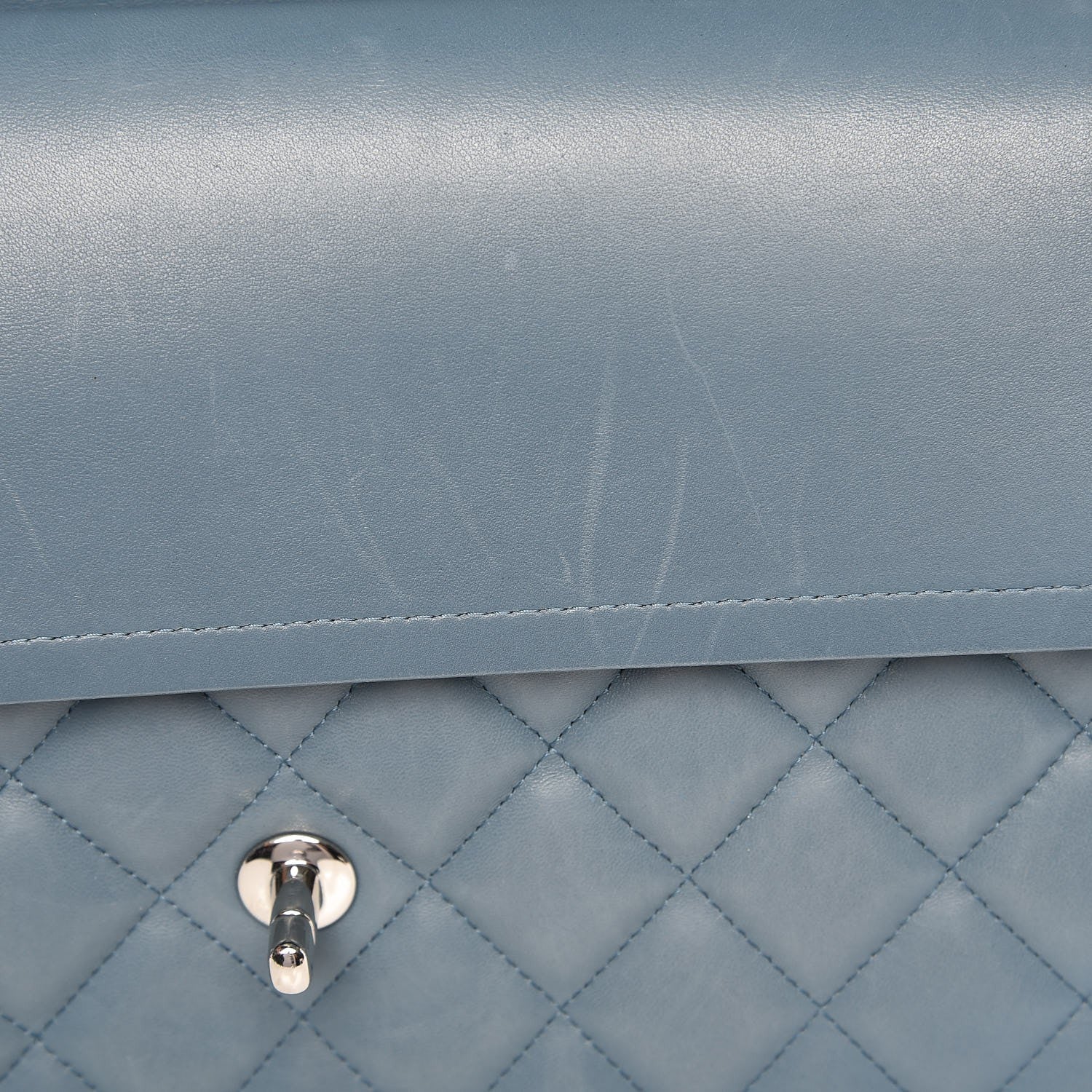 Chanel Lambskin Quilted Jumbo Double Flap Blue 9 of 10