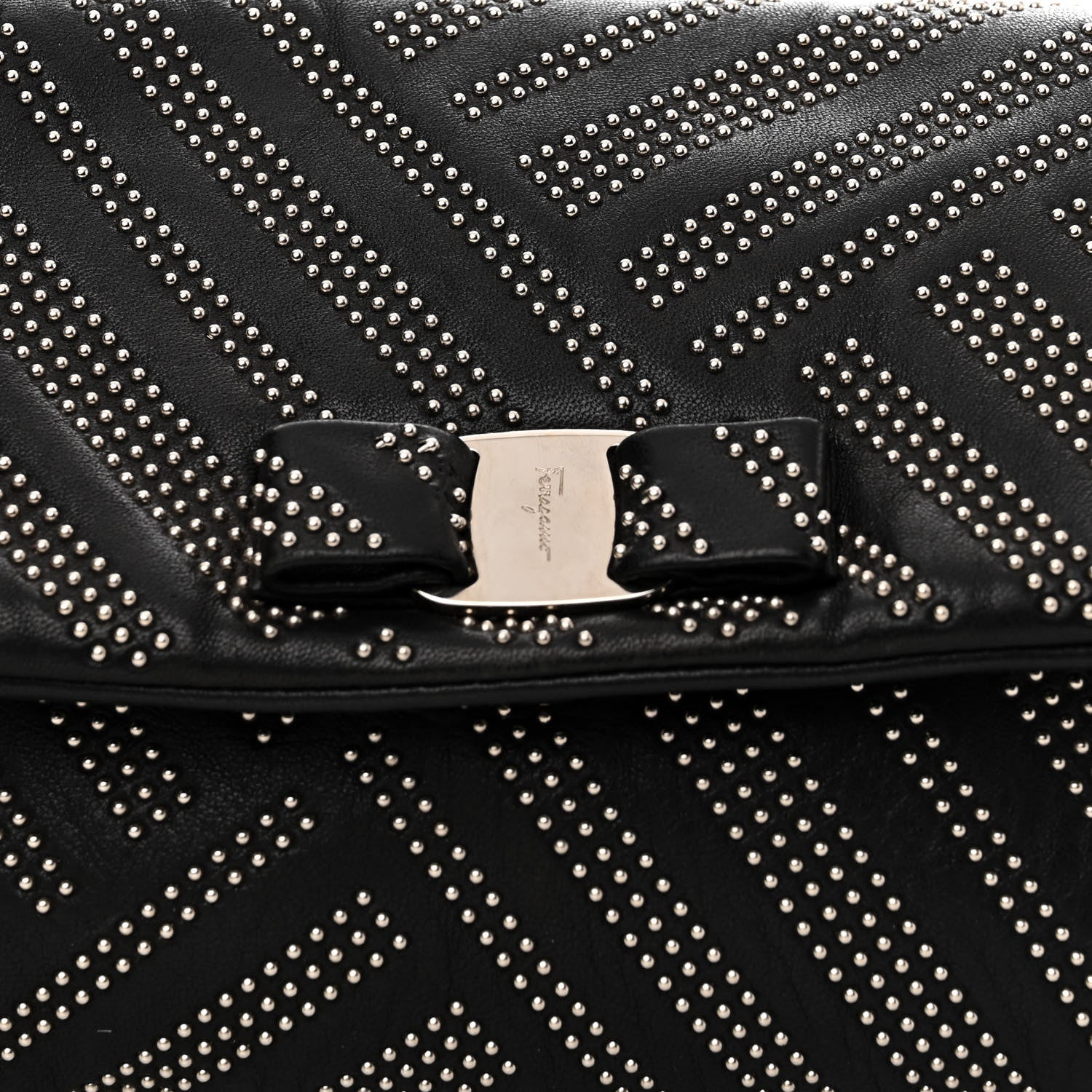 Salvatore Ferragamo Calfskin Studded Gelly Bag Black 7 of 9