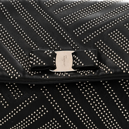 Salvatore Ferragamo Calfskin Studded Gelly Bag Black 7 of 9
