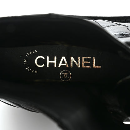 Chanel Shiny Calfskin Quilted Lace Up Combat Boots 41 Black 7 of 8