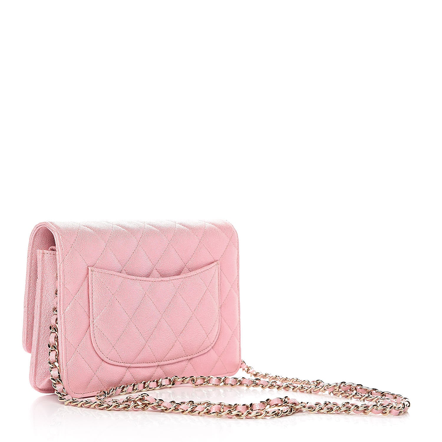 Chanel Iridescent Caviar Quilted Wallet on Chain WOC Rose Pink 3 of 12