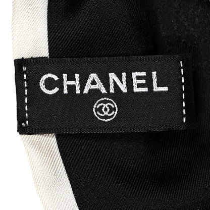 Chanel Silk Hair Tie Black Ivory 4 of 4