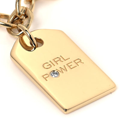 Tiffany 18K Yellow Gold Diamond Clasping Link Girl Power Charm Bracelet 4 of 5